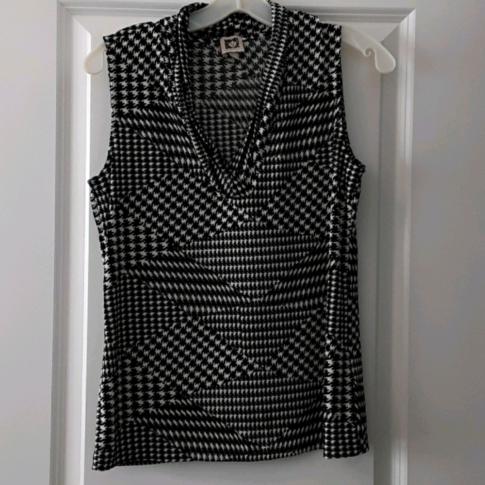 Anne Klein herringbone cowl tank - S